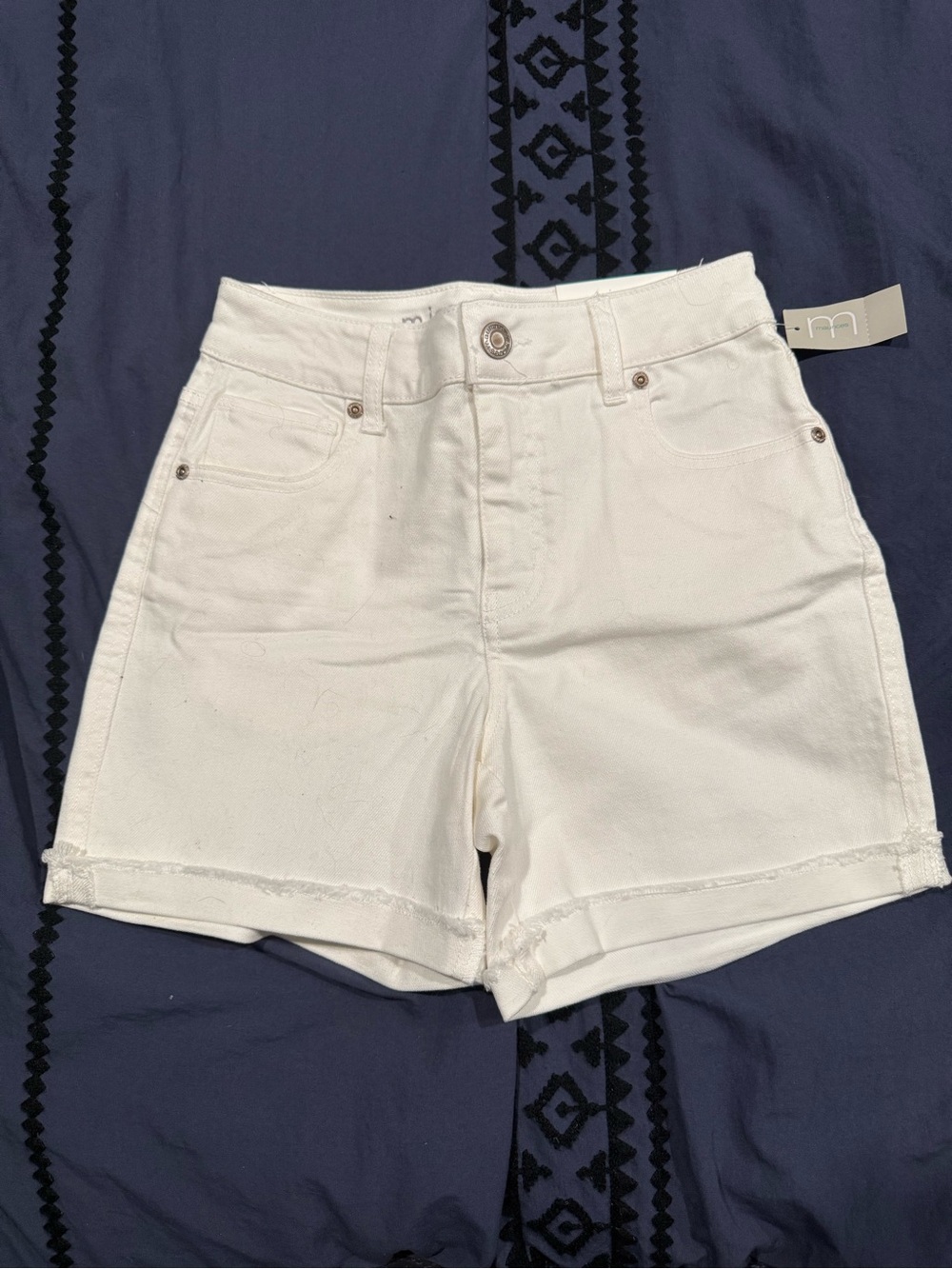 Maurices White High-Rise Denim Shorts